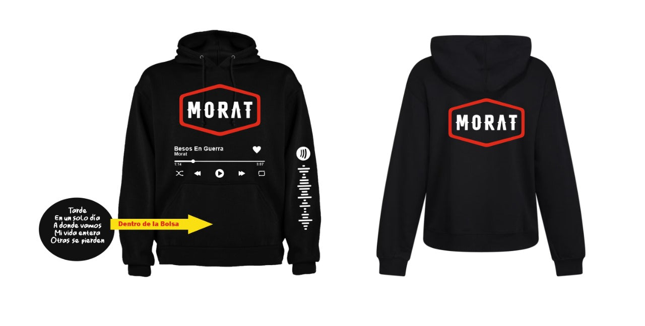 Sudadera Morat | Negro | Besos en guerra | Spotify | Mensaje oculto