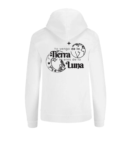 Sudadera MORAT|Blanca| Yo vengo de la tierra y tu eres de la luna