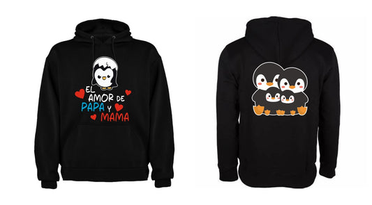 Sudadera personalizada| Negra| Pinguinos | Hijos