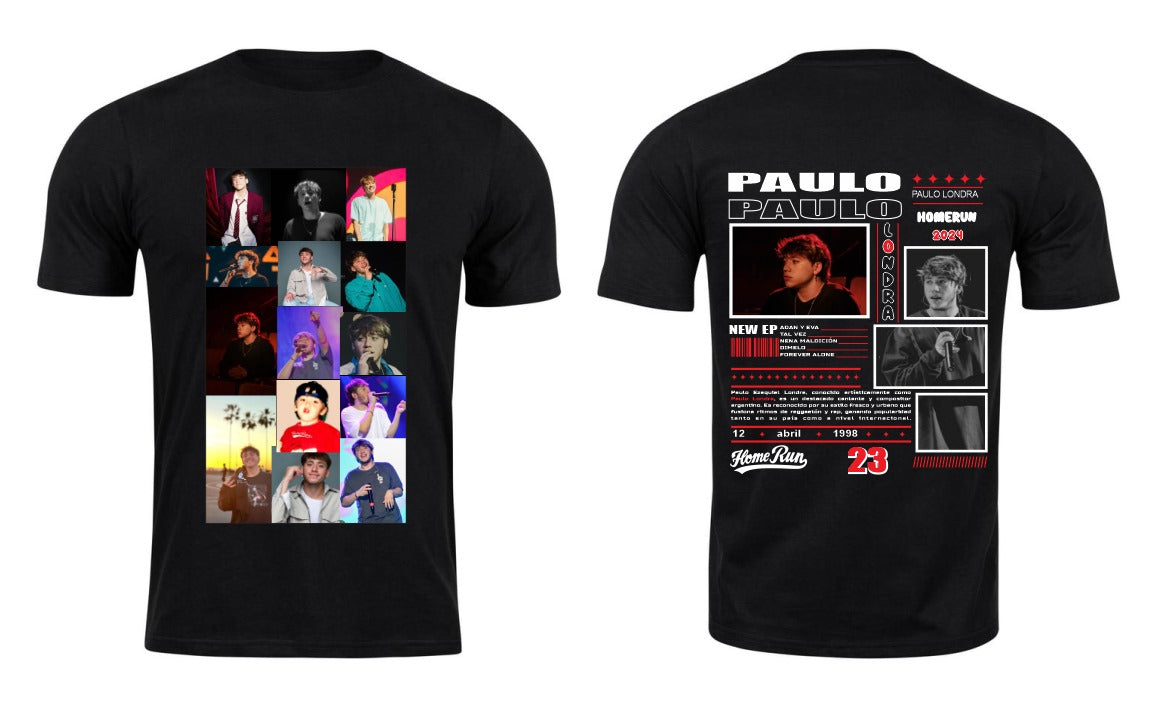 Playera Personalizada | Paulo Londra |Negro| Homerun | Collage