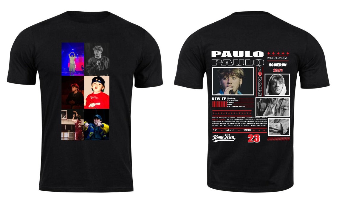 Playera Personalizada | Paulo Londra |Negro| Homerun | Collage concierto