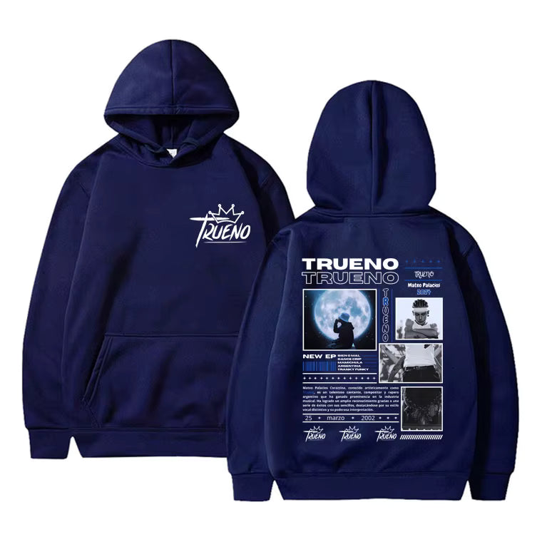 Sudadera Trueno | Estampado de letras de Canción | azul marino |