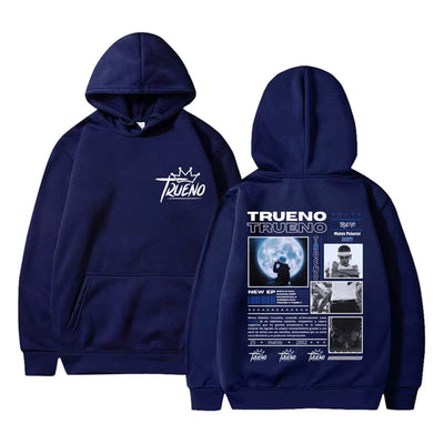 Sudadera Trueno | Estampado de letras de Canción | azul marino |