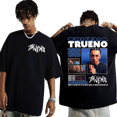 Playera OVERSIZE negra | Trueno  | Estampado de letras de canción |