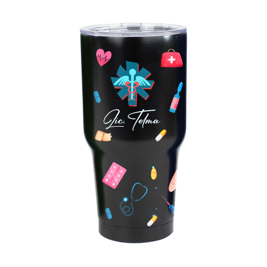 Vasos Térmico 30 oz | Negro | Enfermeria | Lic. TELMA | opción 2