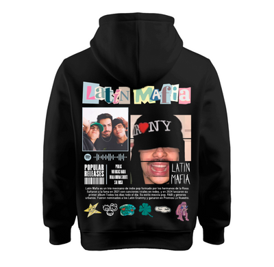 Sudadera Negra | Latin Mafia | Collage Biografia