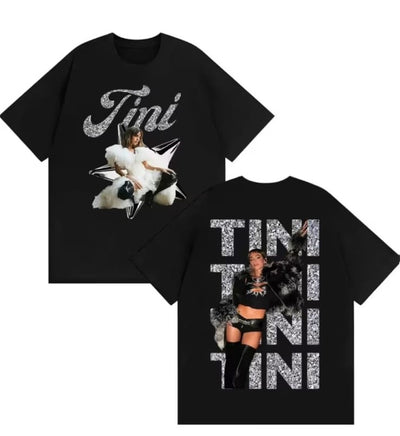 Playera personalizada | Negro | TINI | Estampado de doble cara | con arte icónico del álbum