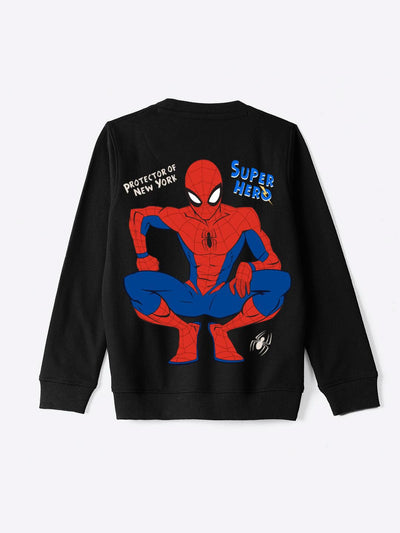 Sudadera | Cuello redondo  | Negro | hombre araña| Spider man | YK Marvel Boys Spider-Man Printed sweatshirt
