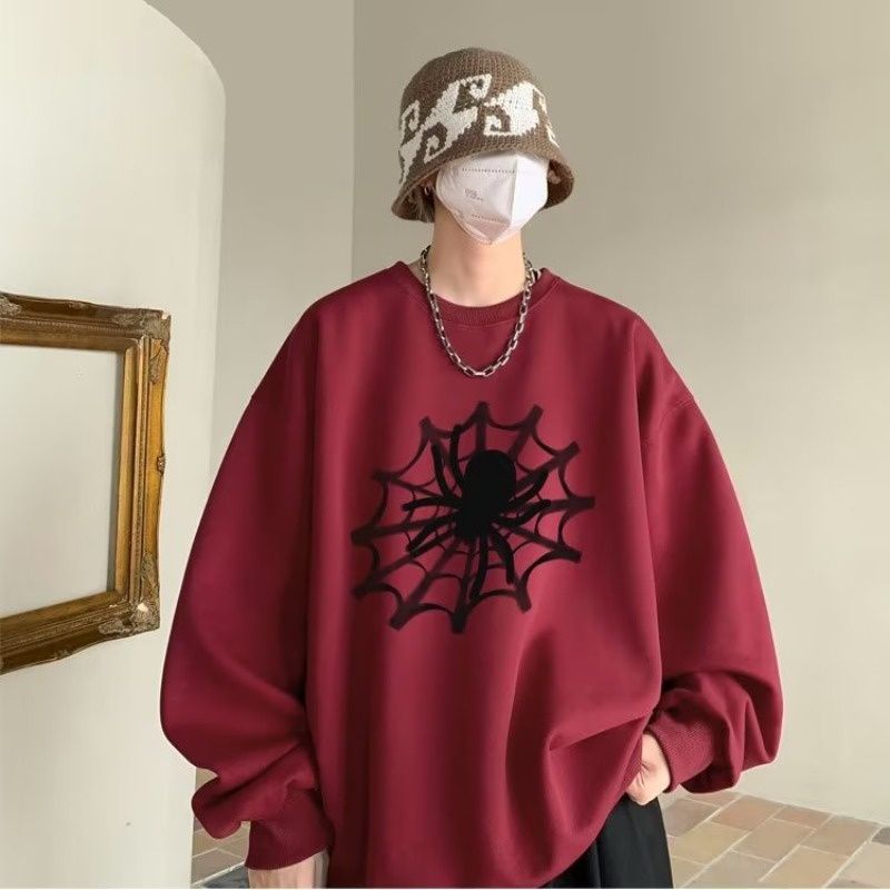 Sudadera | Cuello redondo   | Corinto | hombre araña| Spider man | logo araña medio