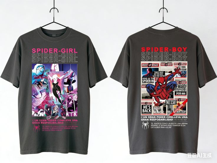 Playera | negra | Hombre araña | spiderman | spider- girl y boy