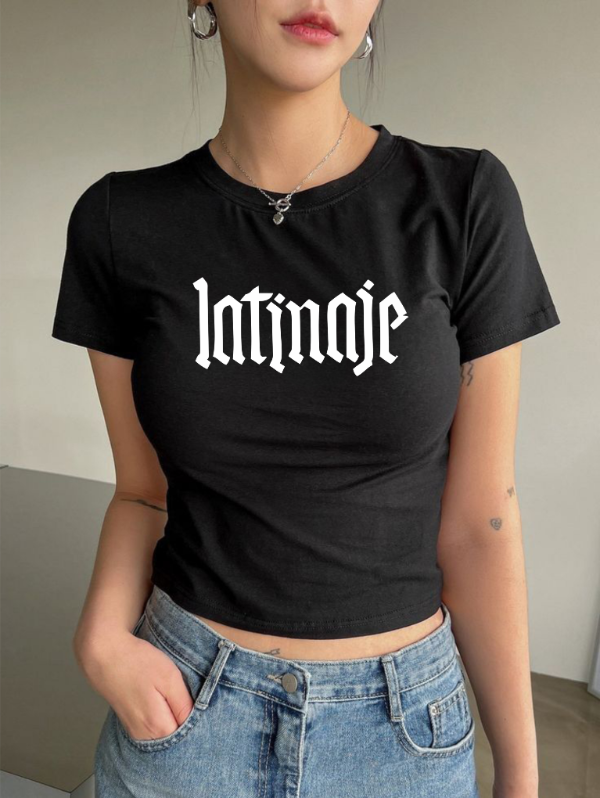 Playera Cazzu | Negra | Crop Top | Latinaje
