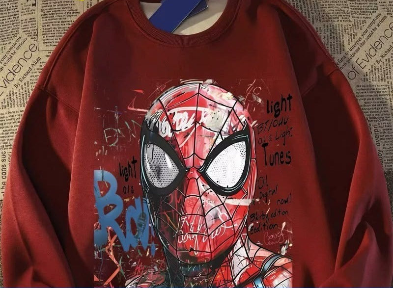 Sudadera | Cuello redondo   | Rojo | hombre araña| Spider man | Latest cotton