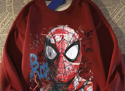 Sudadera | Cuello redondo   | Rojo | hombre araña| Spider man | Latest cotton