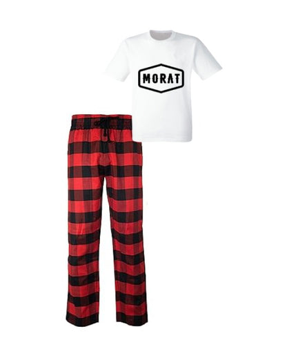 Pijama de Morat | Rojo | cuadros | Manga Corta | Logo en Negro)