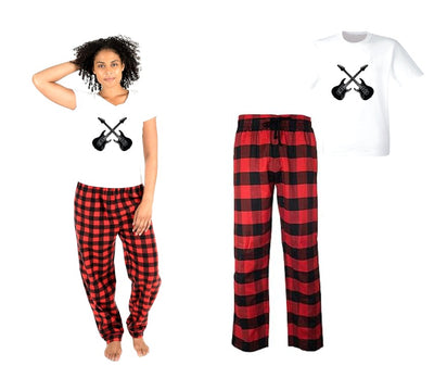 Pijama de Guitarra | Rojo | cuadros | Negro