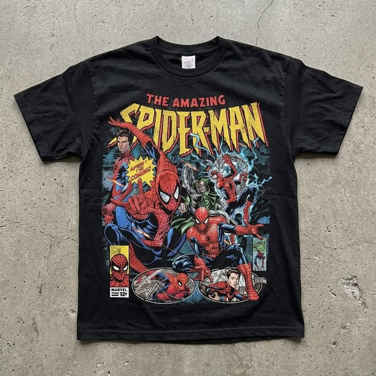 Playera | negra | Hombre araña | Vintage | Streetwear Retro Marvel