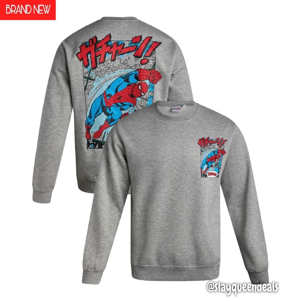 Sudadera | Cuello redondo  | gris  | hombre araña| Spider man | imagen comic