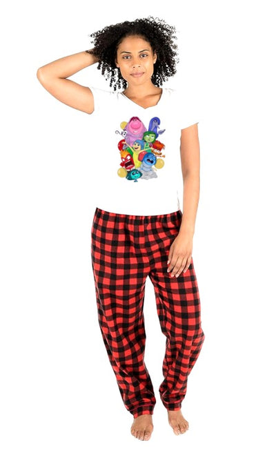 Pijama de intensamente | Rojo | cuadros | Manga Corta| Personajes