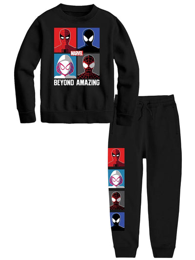 Conjunto Sudadera, Pants | Negro | Hombre Araña | Spiderman Boys' Long Sleeve Top and Jogger Set