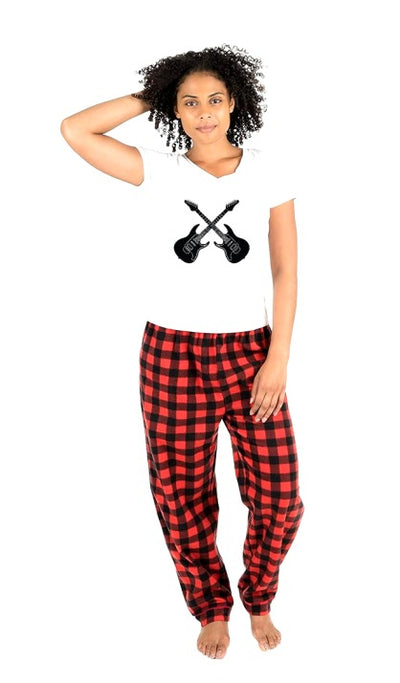 Pijama de Guitarra | Rojo | cuadros | Negro