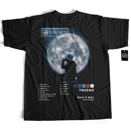 Playera OVERSIZE Negro | Trueno  | Albúm de Gira | canciónes