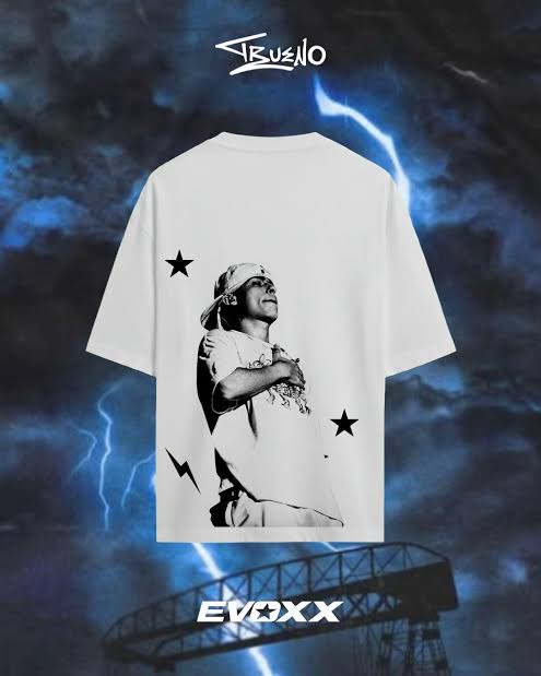 Playera OVERSIZE Blanco | Trueno  | Retrato de Celebridad | Moda Masculino