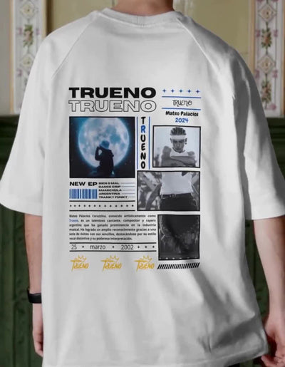 Playera OVERSIZE Blanco | Trueno  | estilo Urbano | Moda Masculino