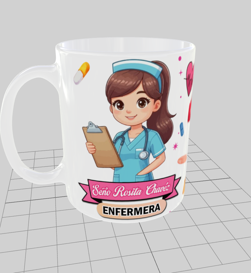 Taza personalizada | Patrón implementos medicos | Con nombre